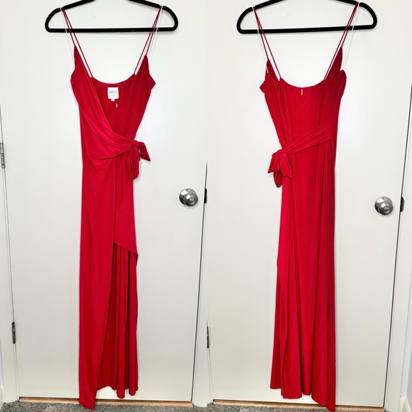 NWT MISA Los Angeles Veronica Wrap Dress in Red - Picture 2 of 10
